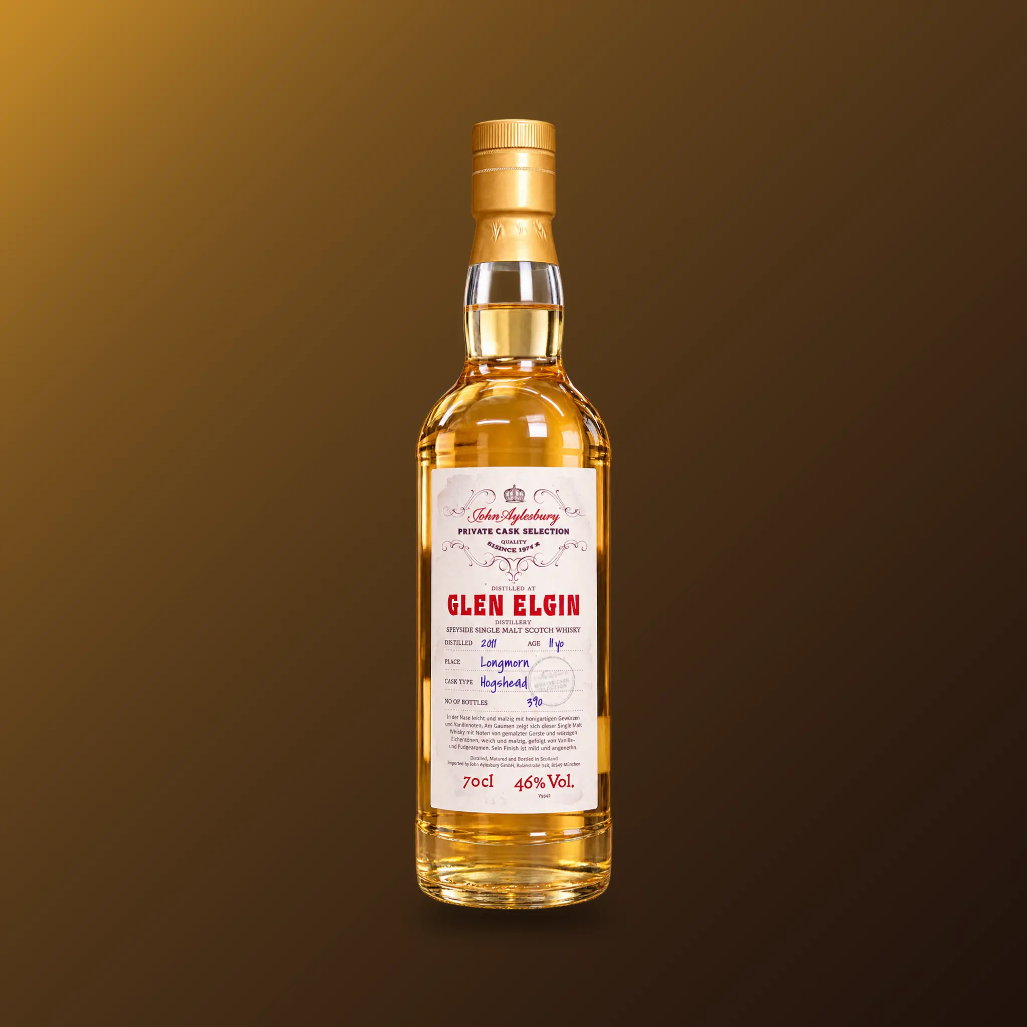 John Aylesbury Glen Elgin 11 Years Speyside Single Malt Scotch Whisky